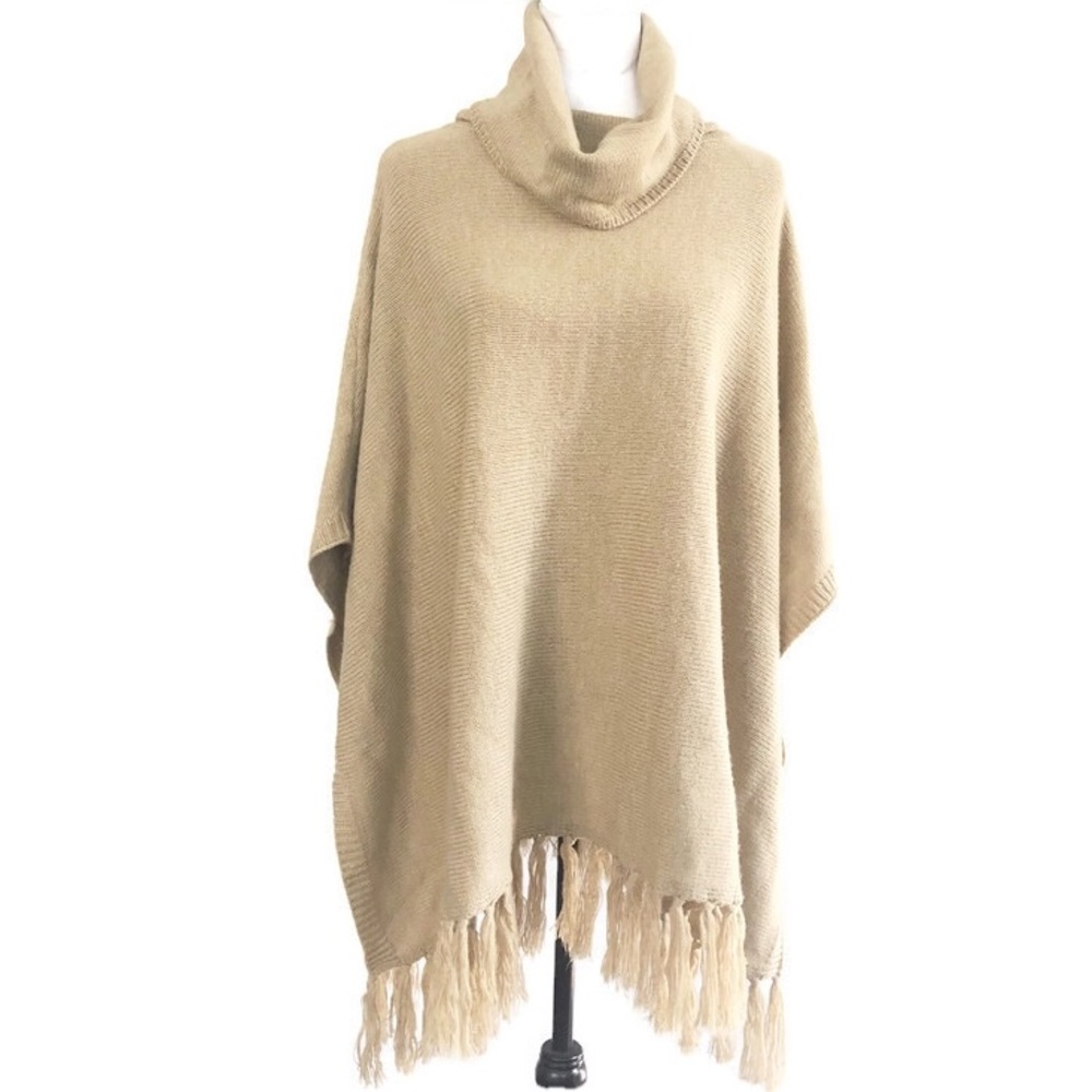 WHBM Cowl Neck Fringe Poncho SZ XXS/XS - Picture 1 of 6